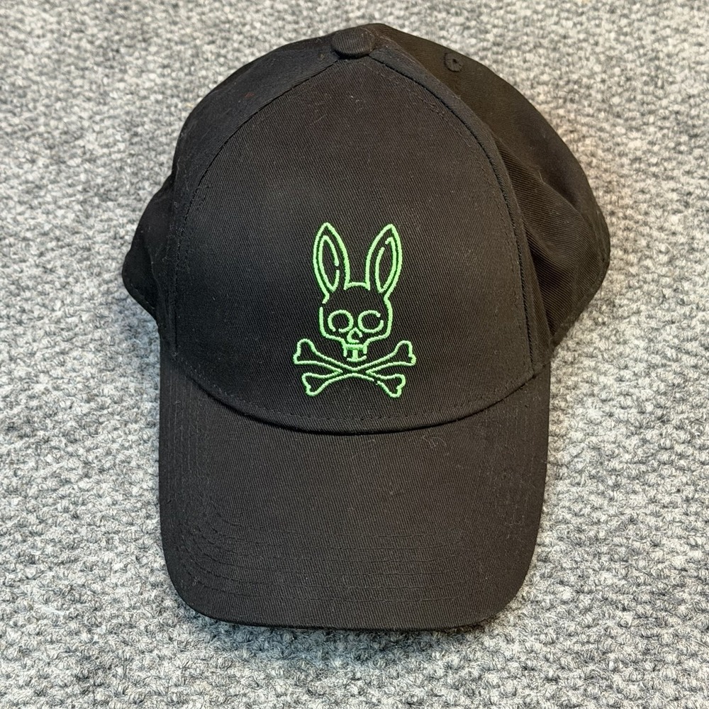 Psycho Bunny Black And Green Embroidered Baseball Cap